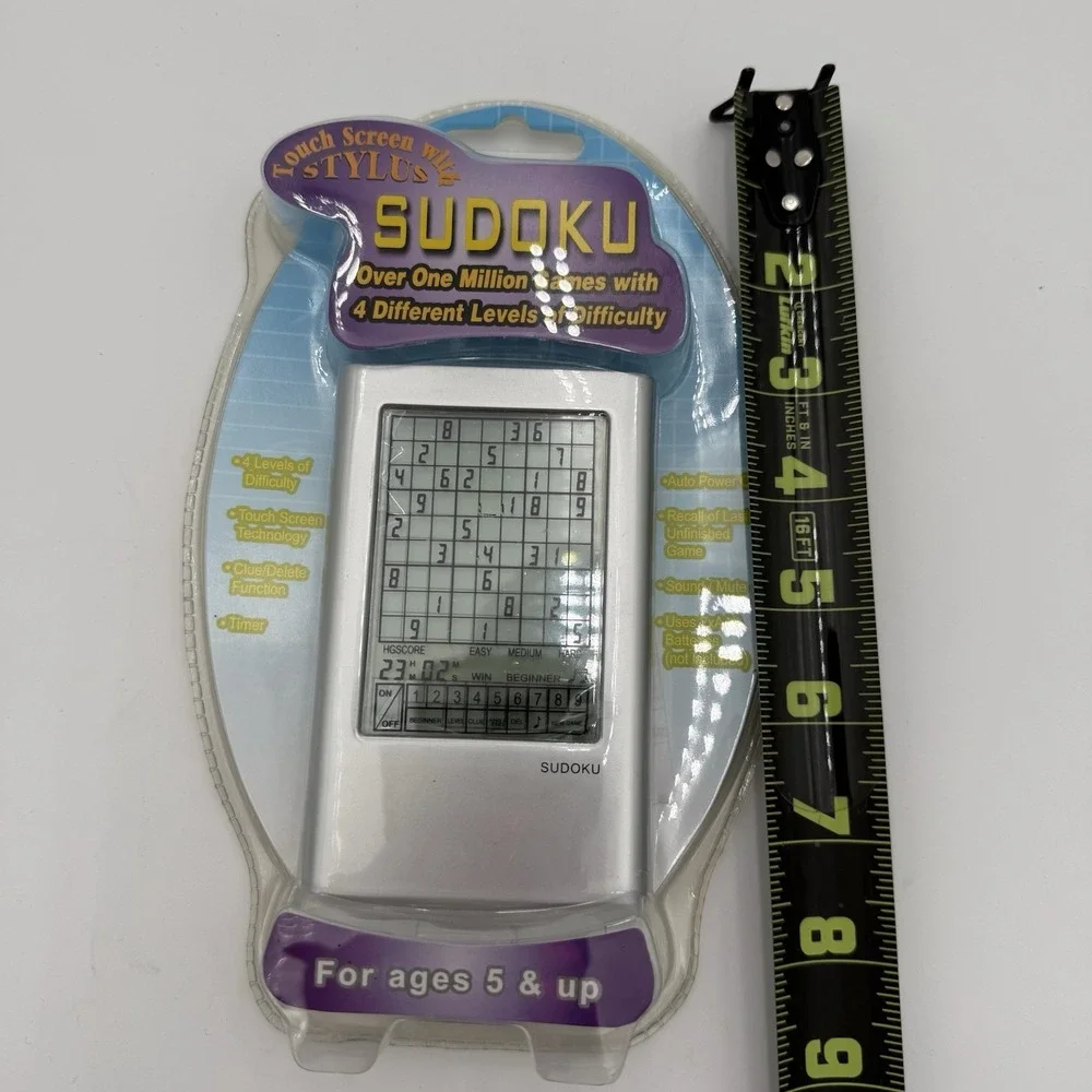 New Sudoku Handheld Touch Screen & Stylus Over 1 Million Games 4 Levels Silver‎